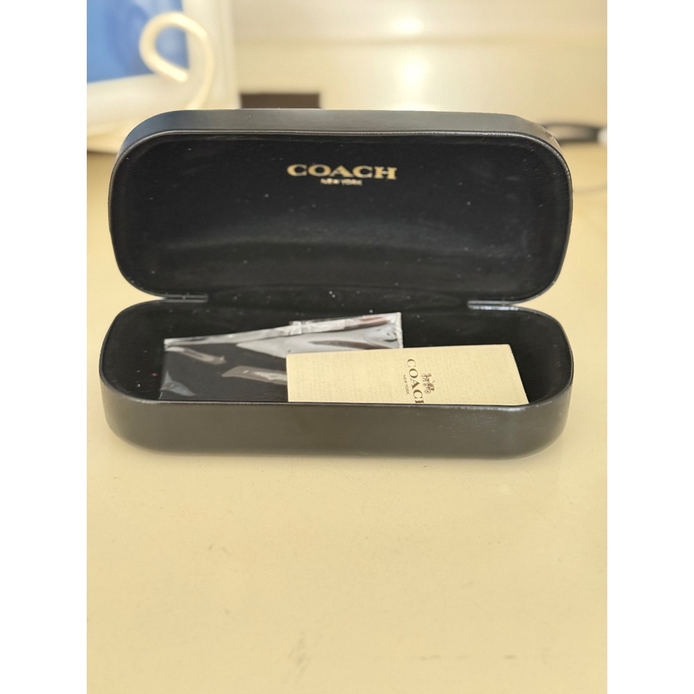 Coach Black Hard Shell Eyeglass Case with Cleaning Cloth and Care Booklet
